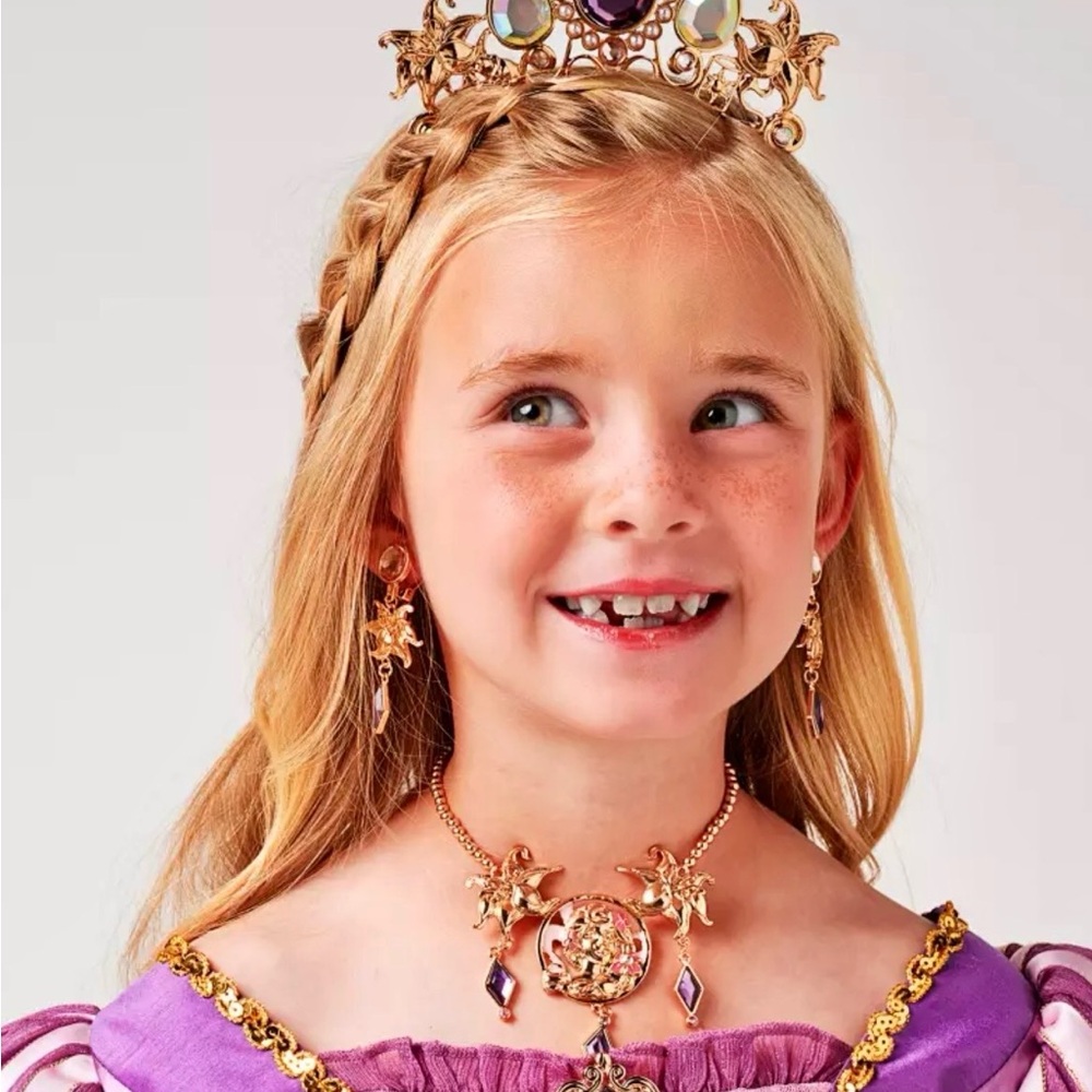 💯 Disney Store Rapunzel Costume Jewelry Set for Girls Clip on Earrings Tangled
